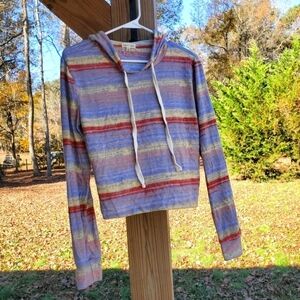 New Striped Cropped T-Shirt Hoodie